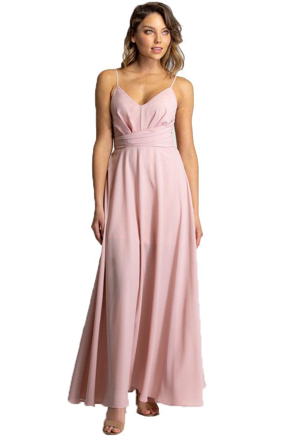 Women’s Blush Maxi Dress with Drape Front Detail - Threads N Trends