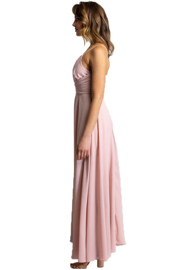 Women’s Blush Maxi Dress with Drape Front Detail - Threads N Trends