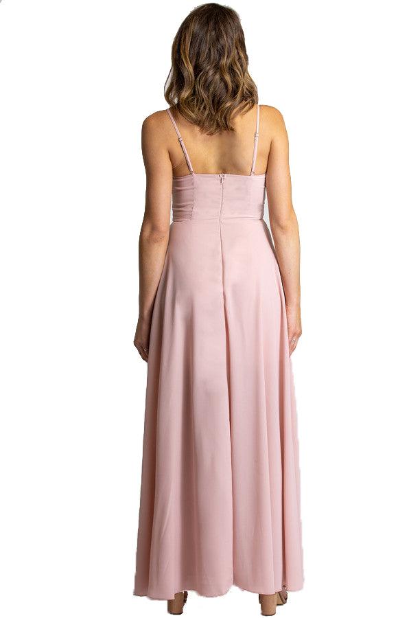 Women’s Blush Maxi Dress with Drape Front Detail - Threads N Trends