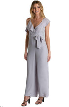 Load image into Gallery viewer, Women&#39;s Grey Asymmetrical Shoulder Jumpsuit with Ruffle Details
