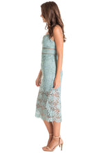 Load image into Gallery viewer, Women&#39;s Mint Love Heart Neckline Lace Midi Dress with Trim