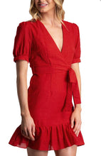 Load image into Gallery viewer, Women&#39;s Red Short Dress With Frill Hem - Threads N Trends