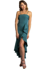 Load image into Gallery viewer, Women&#39;s Teal Strapless Princess Panel Dress With Waterfall Hemline