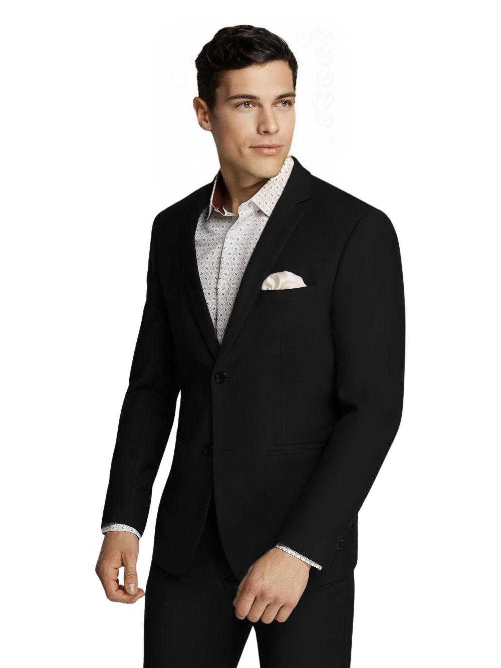 Men's or Groomsmen's Wedding Formal Plain Black Slim Fit SUIT