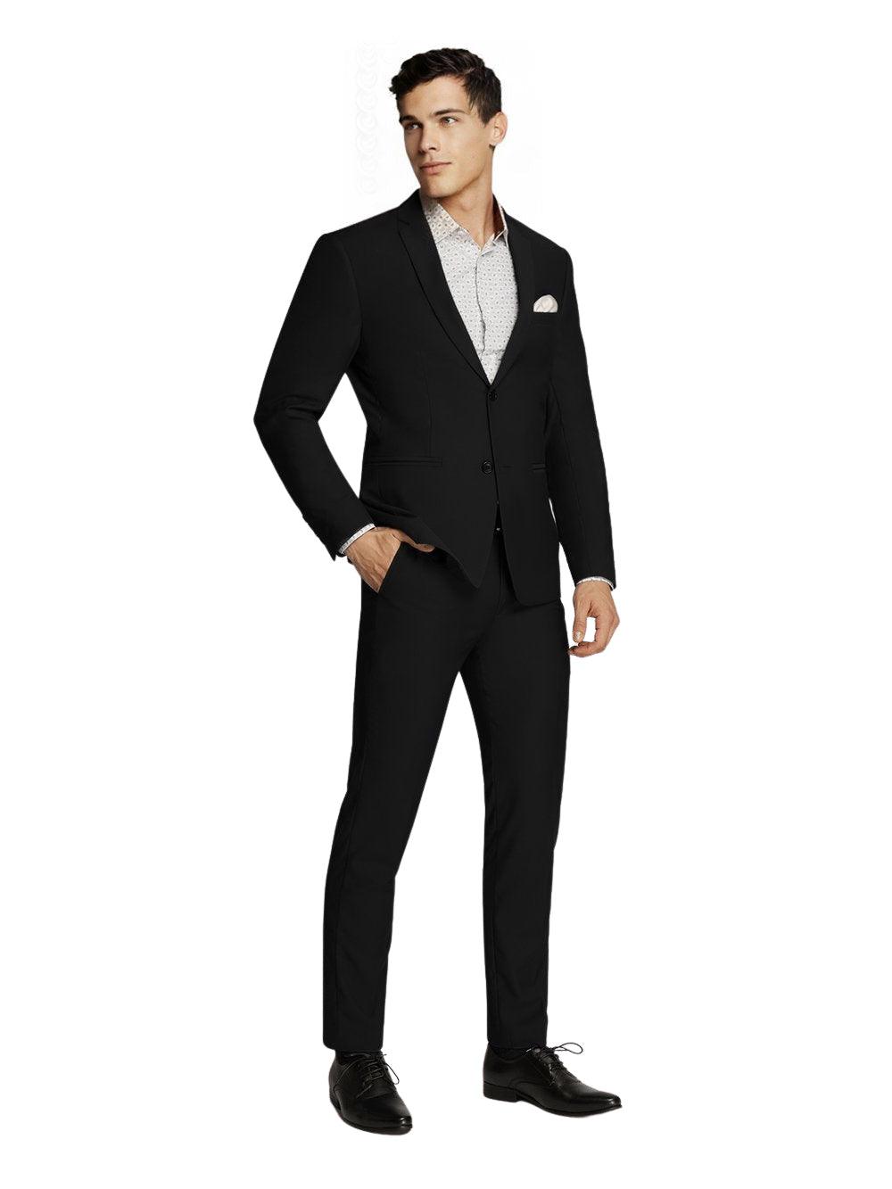 Men's or Groomsmen's Wedding Formal Plain Black Slim Fit SUIT